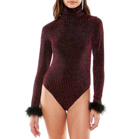 WAYF Besos Metallic Turtleneck Bodysuit Size XL - Picture 1 of 12